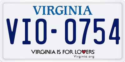 VA license plate VIO0754