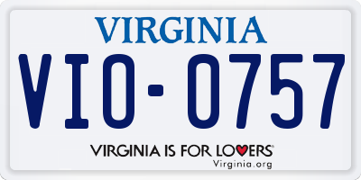 VA license plate VIO0757
