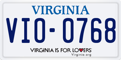 VA license plate VIO0768
