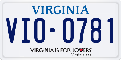 VA license plate VIO0781