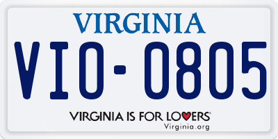 VA license plate VIO0805