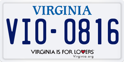 VA license plate VIO0816