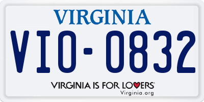 VA license plate VIO0832