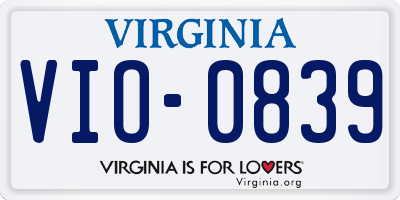 VA license plate VIO0839