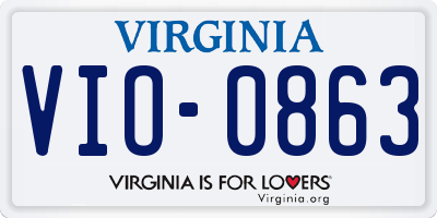 VA license plate VIO0863