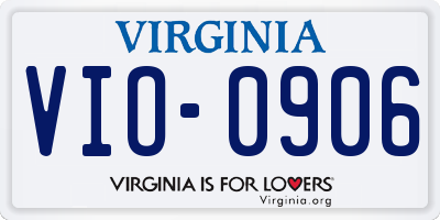 VA license plate VIO0906