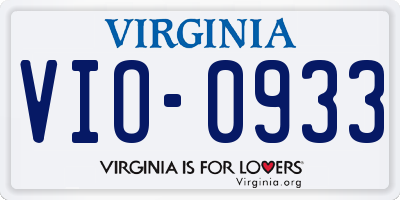 VA license plate VIO0933