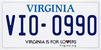 VA license plate VIO0990