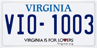 VA license plate VIO1003