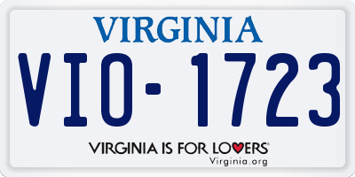 VA license plate VIO1723