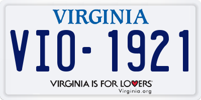 VA license plate VIO1921