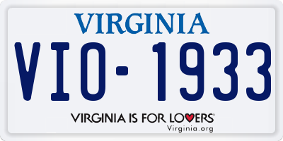 VA license plate VIO1933