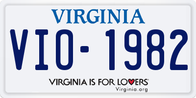 VA license plate VIO1982