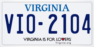 VA license plate VIO2104