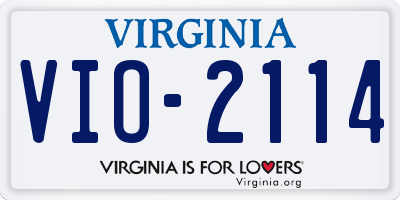 VA license plate VIO2114