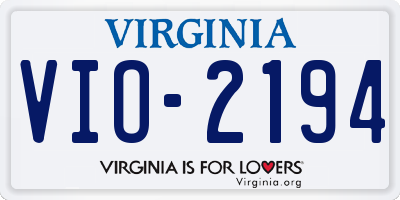 VA license plate VIO2194