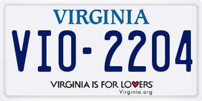 VA license plate VIO2204