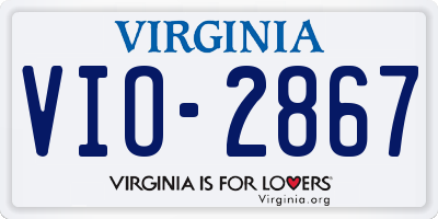 VA license plate VIO2867
