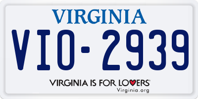 VA license plate VIO2939