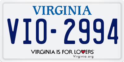 VA license plate VIO2994