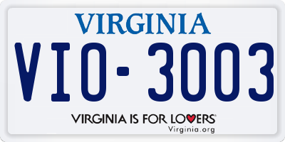VA license plate VIO3003