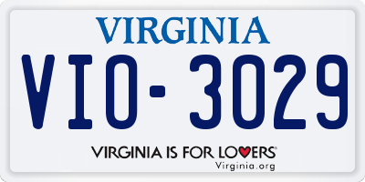 VA license plate VIO3029