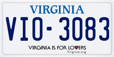 VA license plate VIO3083