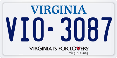 VA license plate VIO3087