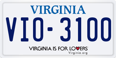 VA license plate VIO3100