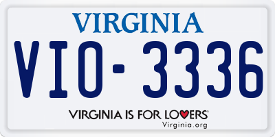 VA license plate VIO3336