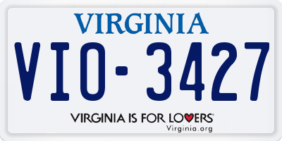 VA license plate VIO3427