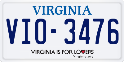 VA license plate VIO3476