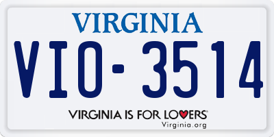 VA license plate VIO3514