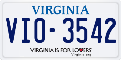 VA license plate VIO3542