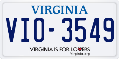 VA license plate VIO3549