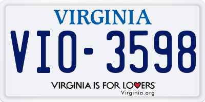 VA license plate VIO3598