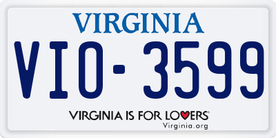 VA license plate VIO3599