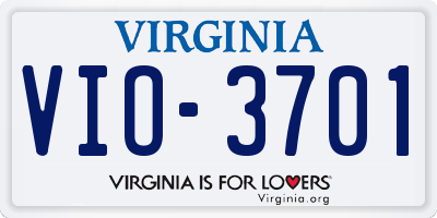 VA license plate VIO3701