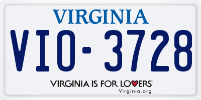 VA license plate VIO3728