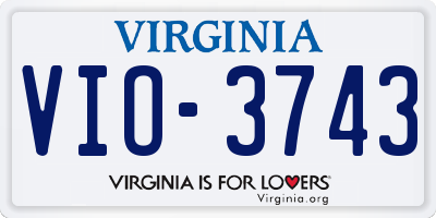 VA license plate VIO3743