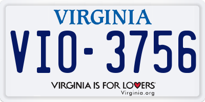 VA license plate VIO3756