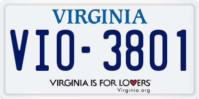 VA license plate VIO3801