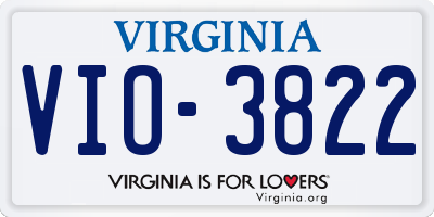 VA license plate VIO3822