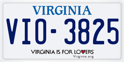 VA license plate VIO3825