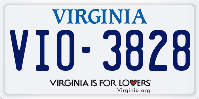VA license plate VIO3828