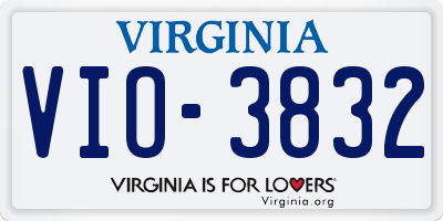 VA license plate VIO3832