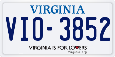 VA license plate VIO3852