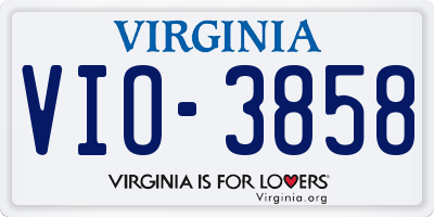 VA license plate VIO3858