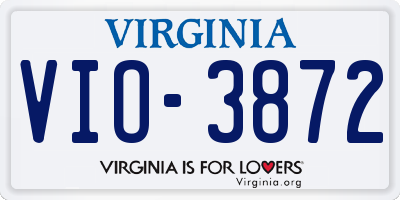 VA license plate VIO3872