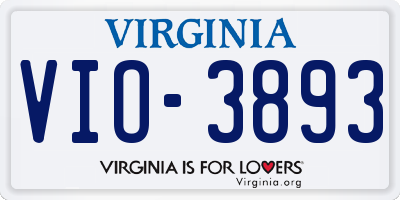 VA license plate VIO3893